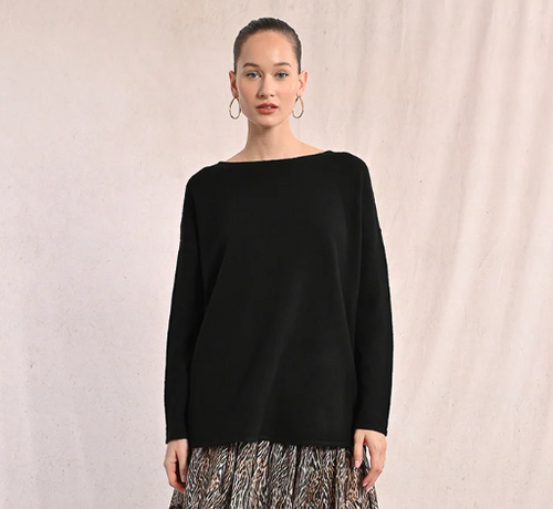 Boat Neckline Knitted Sweater