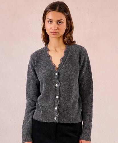 Laced Neckline Knitted Cardigan