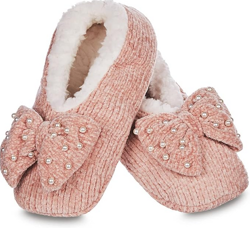 Pearls Chenille Sherpa Lined Slippers