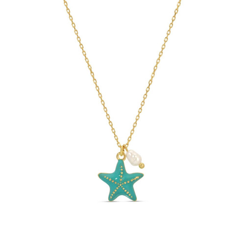 Starfish Pendant Necklace with Freshwater Pearl