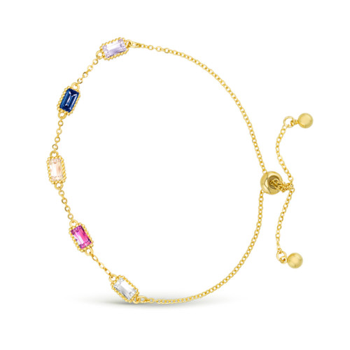 Colorful CZ Gold Station Bracelet