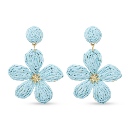 Gold Raffia Flower Earrings