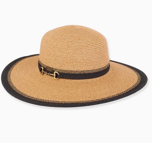 Straw Hat with Black Ribbon Belt