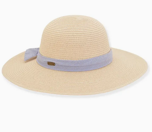 Floppy Hat with Striped Crown Detail