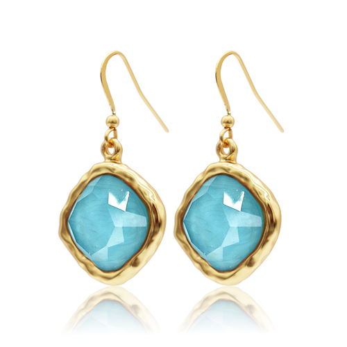 Cushion Bezel Gem Drop Earrings