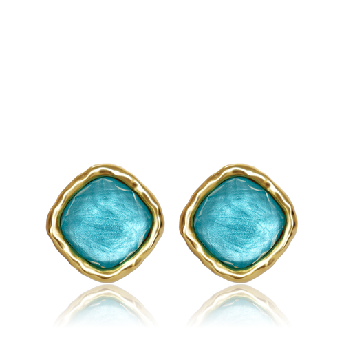 Bezel Gem Stud Earrings