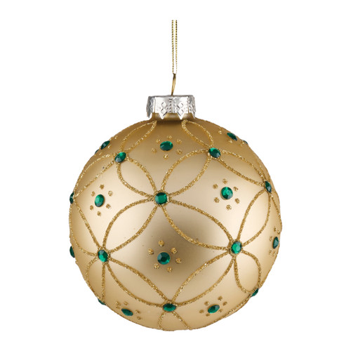 Golden Emerald Glass Ornament