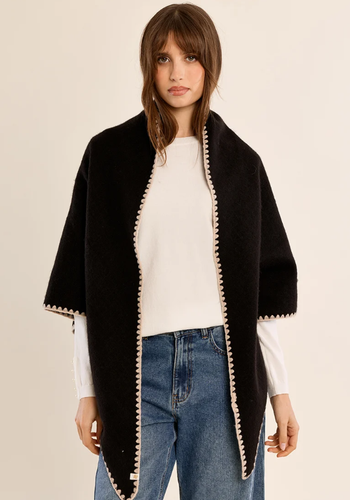 Mesh Rim Knitted Cape
