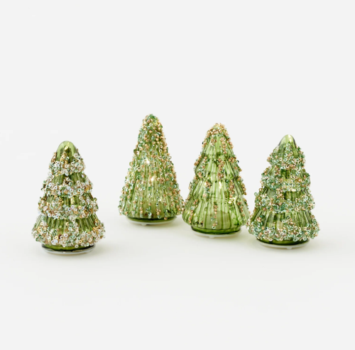 Lit Gold Glitter Glass Tree