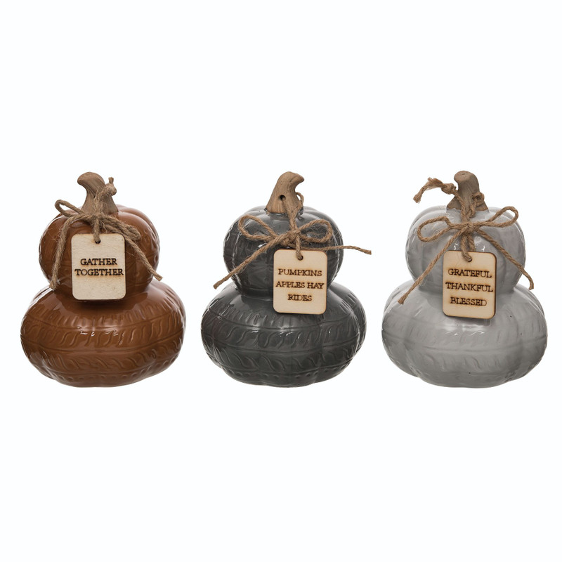 Rustic Stacked Pumpkin with Tag