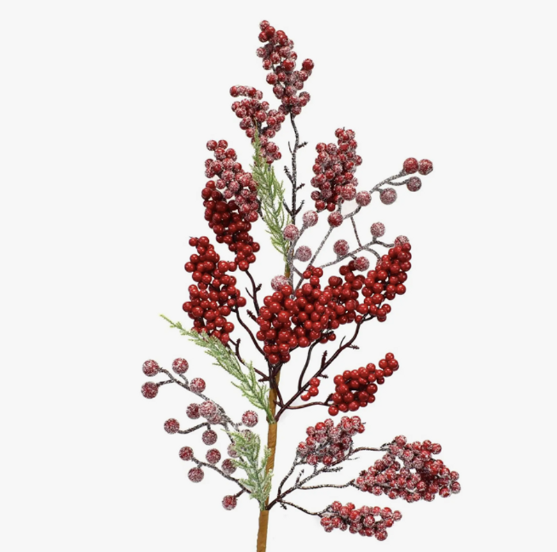 Faux Frosted & Shiny Winterberry Spray