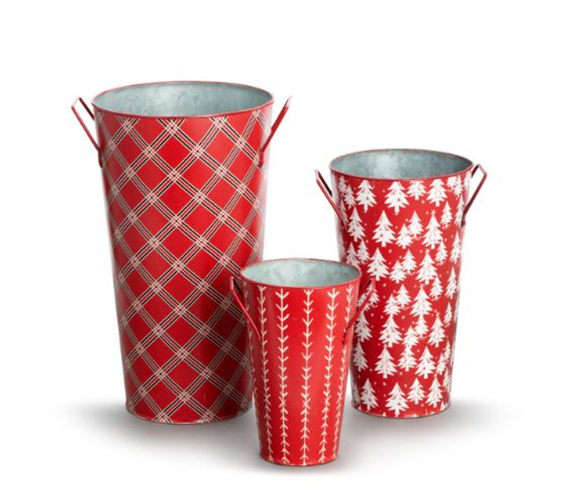 Red Pattern Metal Buckets