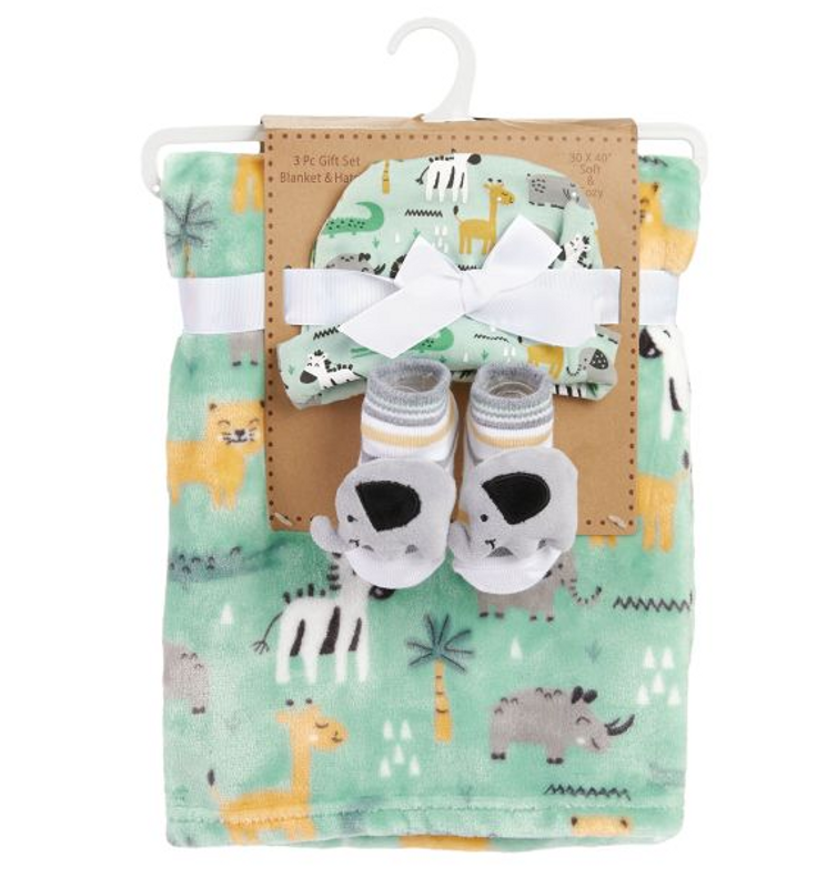 Plush Baby Blanket with Hat & Booties