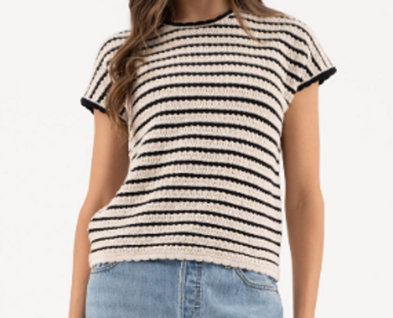Short Sleeve Striped Sweater