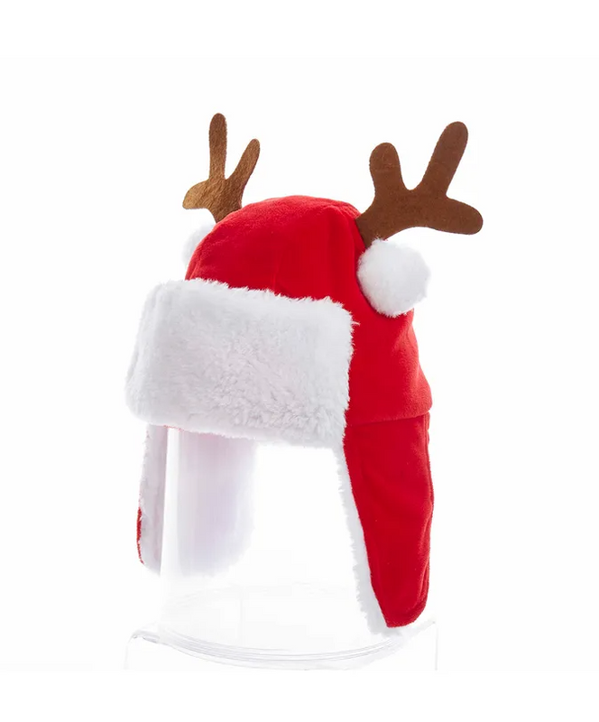 Plush Santa Hat with Antlers
