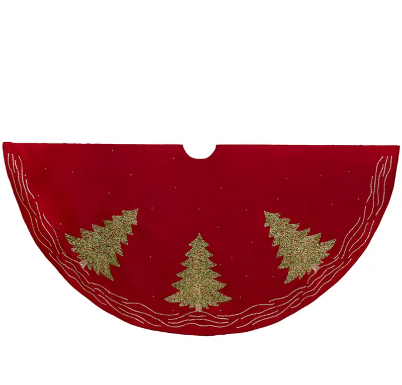Dupion Embroidered Tree Skirt