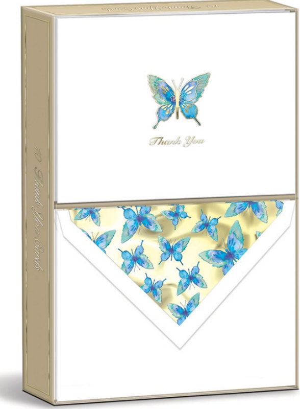 Blue Butterfly Boxed Note Card Set