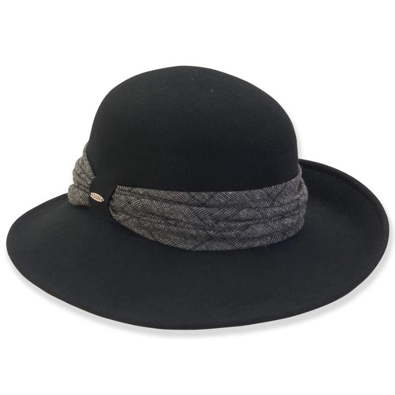 Geo Fabric Trim Felt Cloche