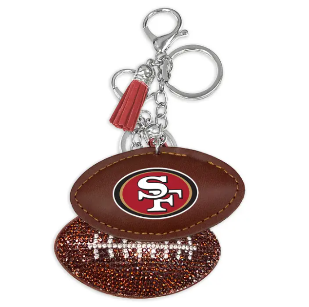 Rhinestone Puff Football Keychain