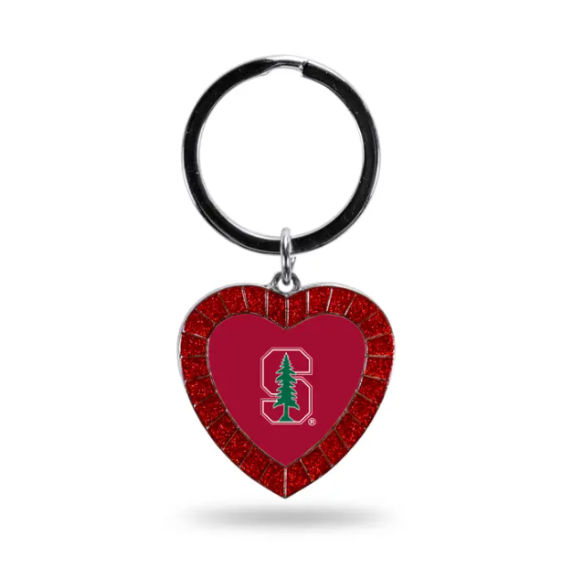 NCAA Rhinestone Heart Keychain-SU Tree