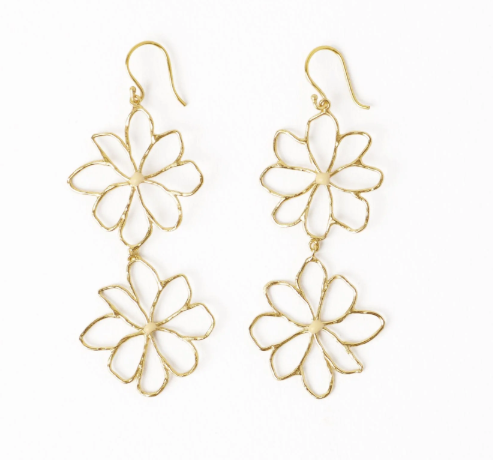 Farrah Double Flower Drop Earrings