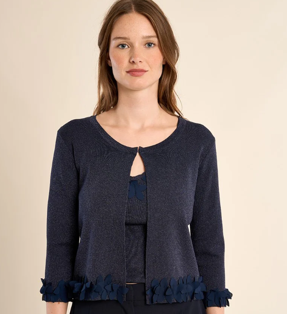 Iridescent Knit Cropped Cardigan