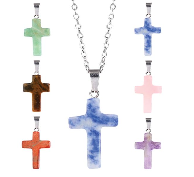 Cross Gemstone Pendant Necklace