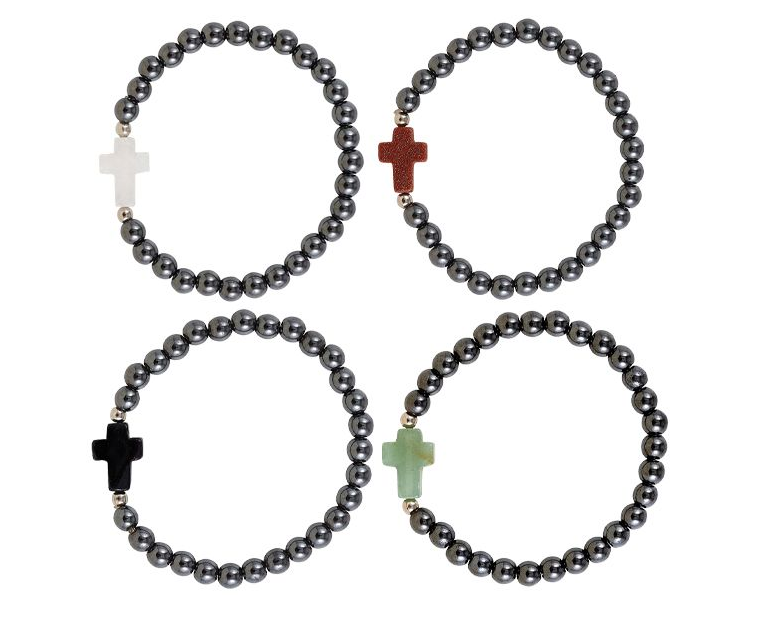 Hematite Cross Bracelet