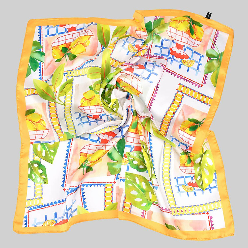 Girly-Printed Silky Square Scarf