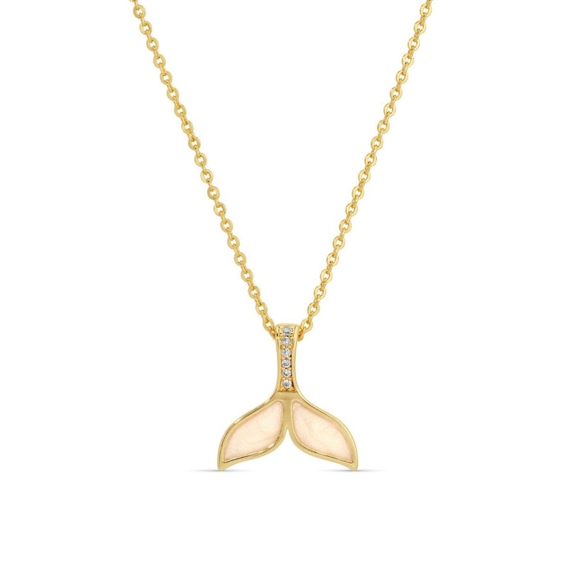 Whale Tail Necklace with CZ Accents