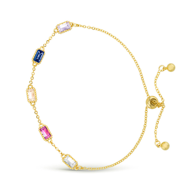 Colorful CZ Gold Station Bracelet