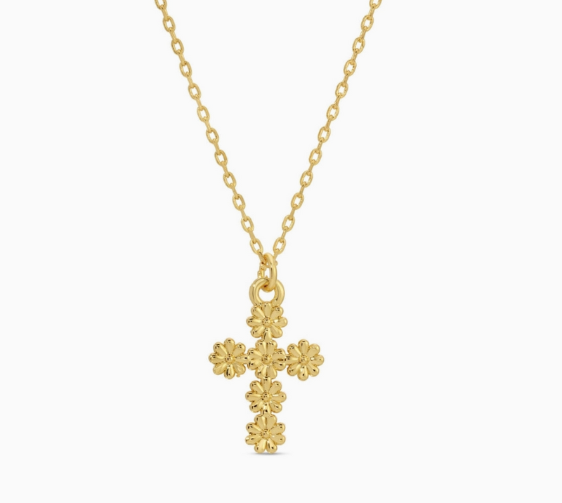 Floral Cross Pendant Necklace