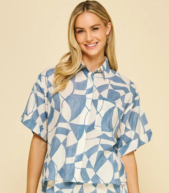 Geometric Button Down Shirt