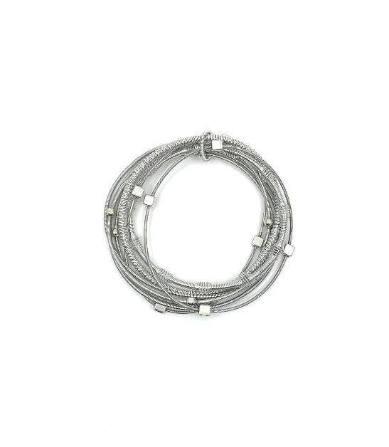 Silver Multi Texture Wire Bracelet