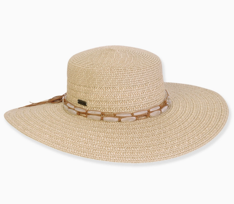 Shell Trimmed Straw Hat