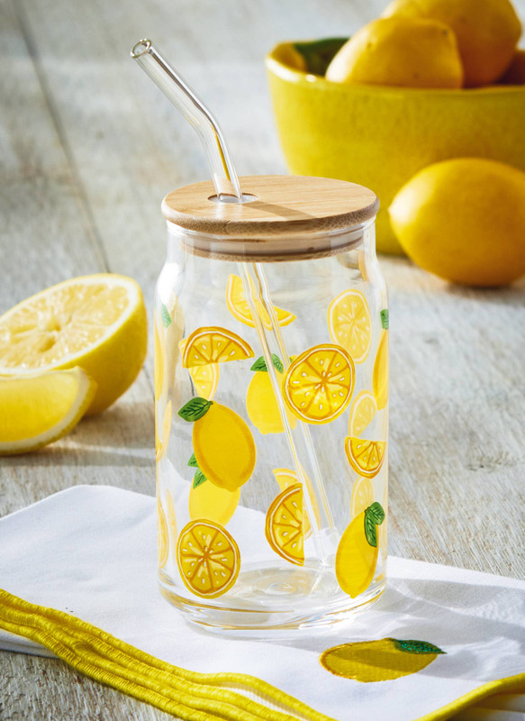 Lemon Glass Tumbler & Straw