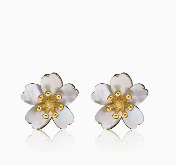 Mother of Pearl Floral Stud Earrings