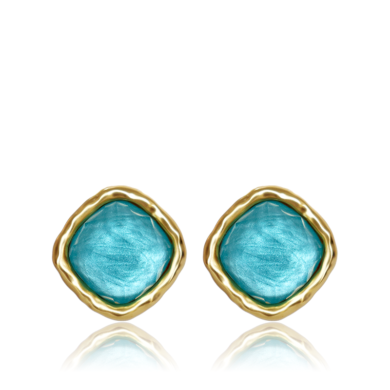 Bezel Gem Stud Earrings