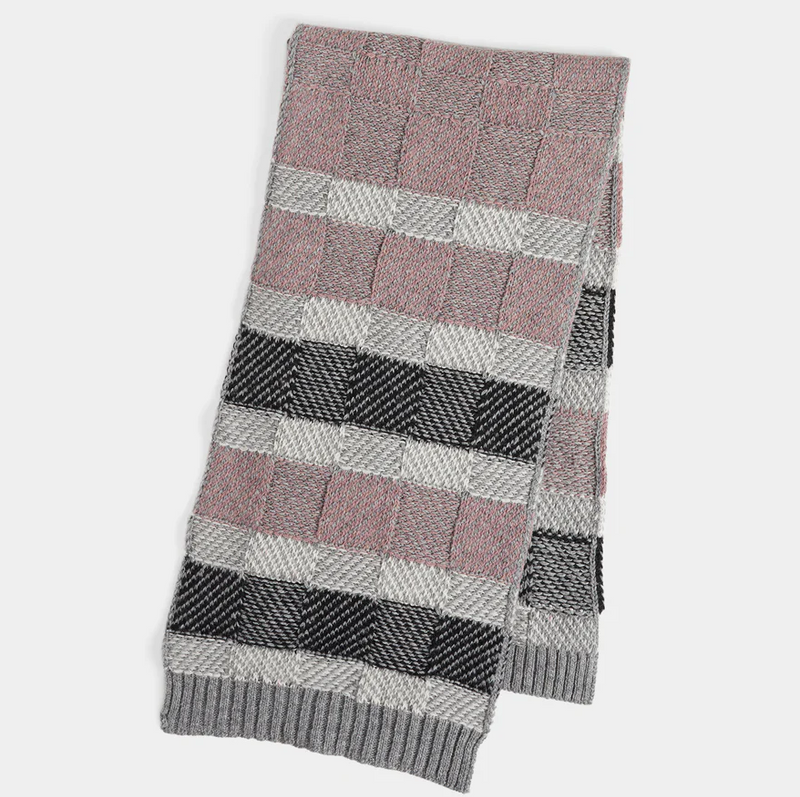 Checkerboard Winer Knit Scarf