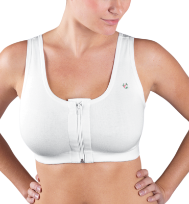 Front Zippered Cotton Medical/Sports Bra