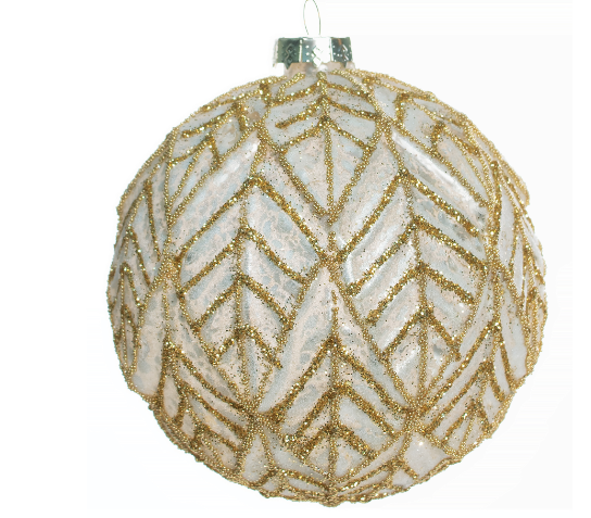 Leaf Pattern Glass Ball Ornament