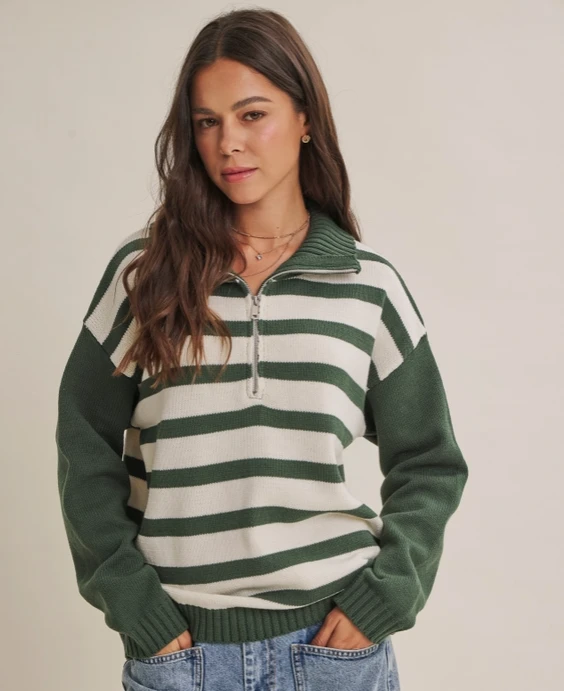 Evergreen Days Half Zip Sweater