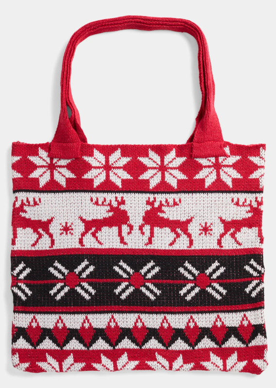 Nordic Reindeer Knit Shopper Tote