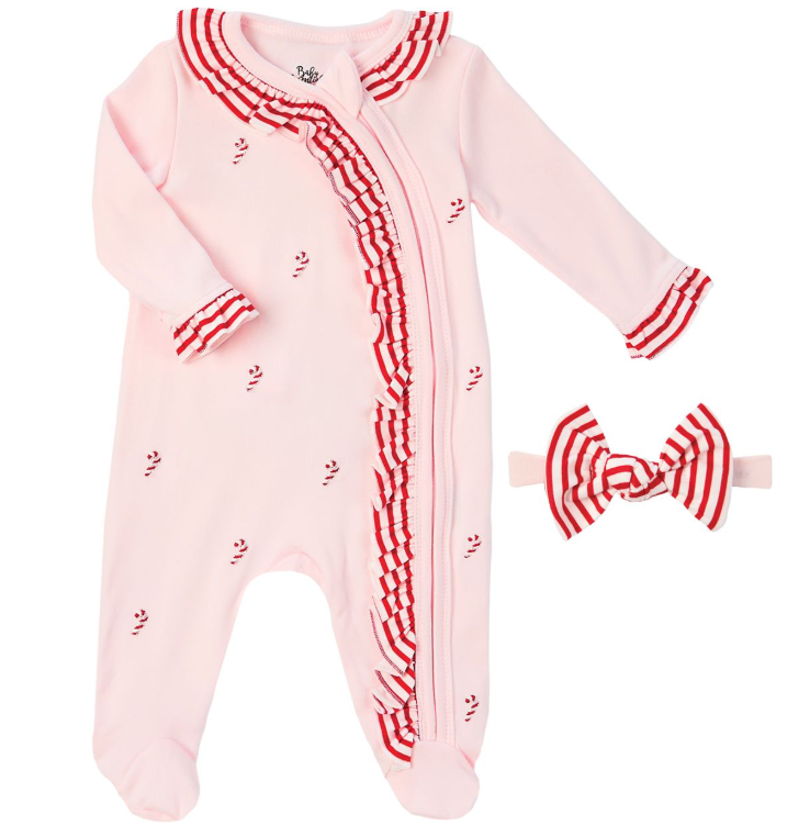 Holiday Zippered Sleeper & Bow Headband