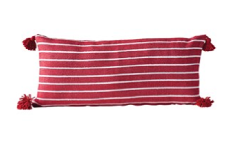 Cotton Striped Pillow with Tassels