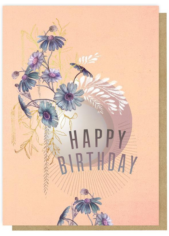 Birthday Card-Blue Cosmos