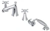 3149 Perrin & Rowe 4-Hole Bath Shower Mixer Tap with Crosstop Handles - Chrome