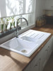 Abode Acton One and a Half Bowl Sink in White Ceramic Sink