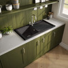 Reginox RL404CB  Ceramic Inset Kitchen Sink with Drainer Black