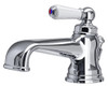 Perrin & Rowe 3670 Monobloc Single Lever Basin Tap, Porcelain Handle - Chrome